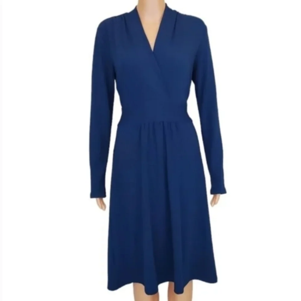 Cabi teal long sleeve v-neck dress